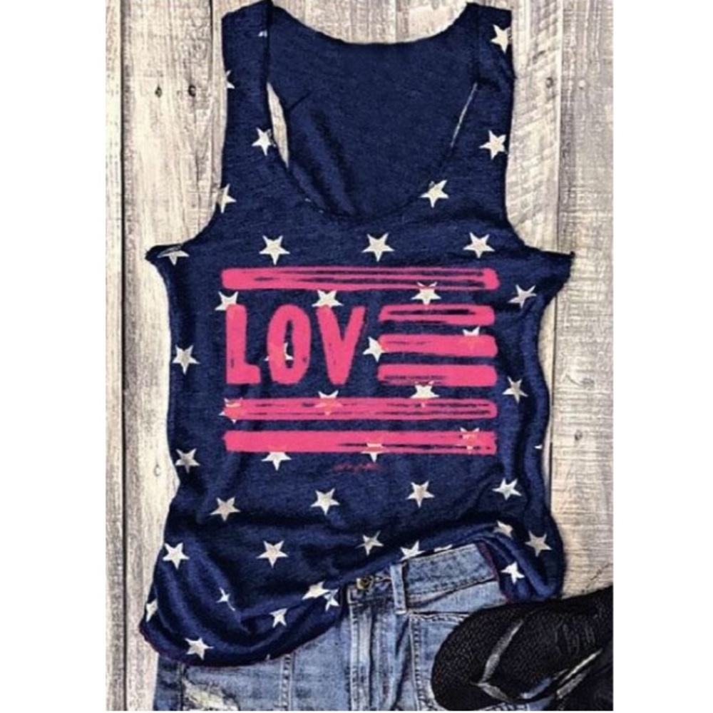 Love American Flag Racerback Tank